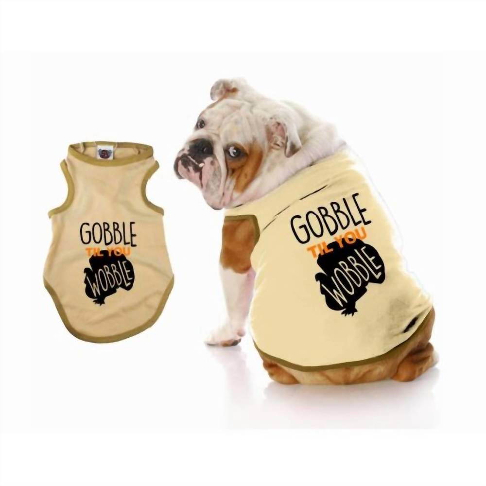 NEW LITTLE EARTH PRODUCTIONS gobble til you wobble dog tee in beige